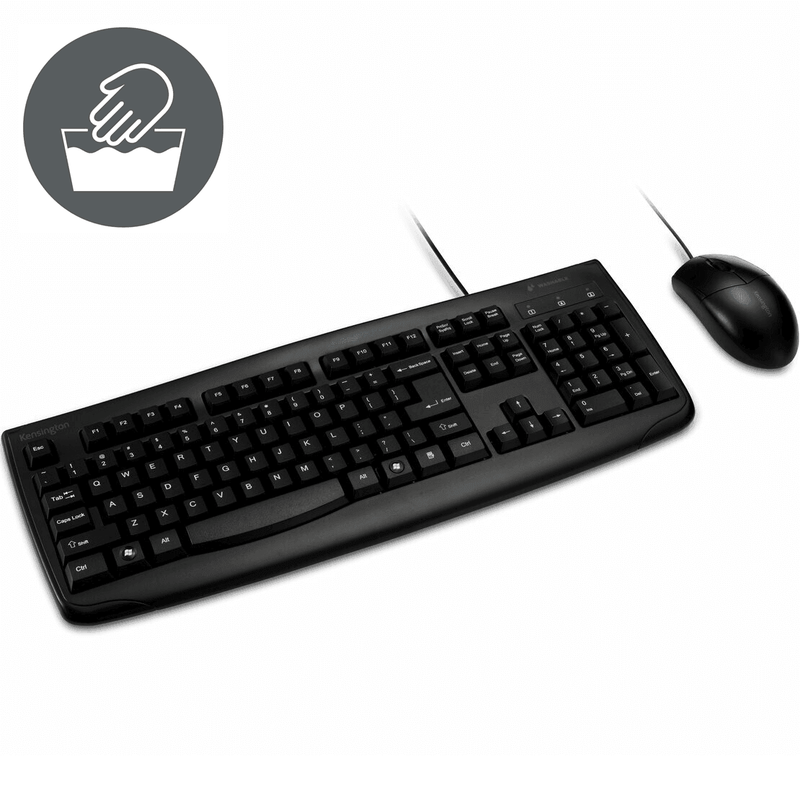 Kensington ProFit Wired Washable Keyboard Mouse Set Bundle Water Resistant K70316US - SuperOffice