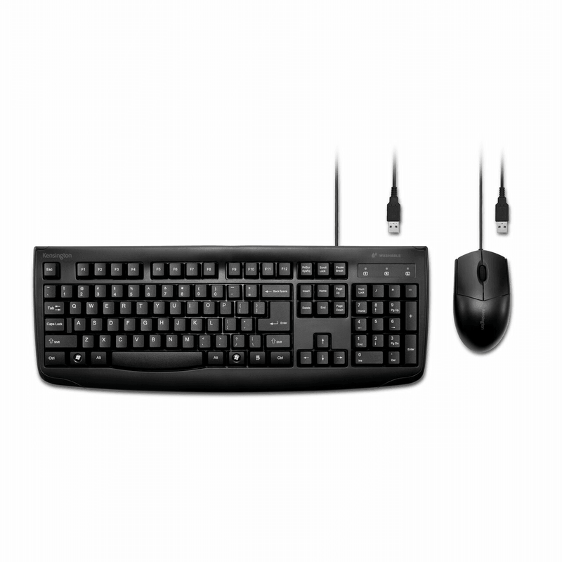 Kensington ProFit Wired Washable Keyboard Mouse Set Bundle Water Resistant K70316US - SuperOffice