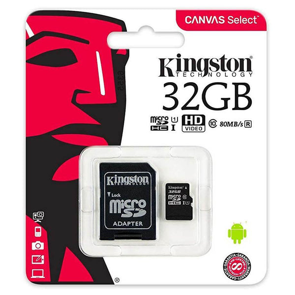 Kingston Canvas Select Micro Sdhc Memory Card With Adaptor 32Gb SDCS/32GB - SuperOffice