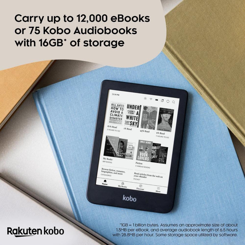 Kobo Clara 2E Digital Text Reader eReader 6" Display 16 GB Flash Wireless LAN Bluetooth USB Type C Deep Ocean N506-KU-OB-K-EP - SuperOffice