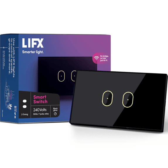 LIFX Smart Light Switch 2-Gang Black AU/NZ LFSWBLKT2FAU - SuperOffice