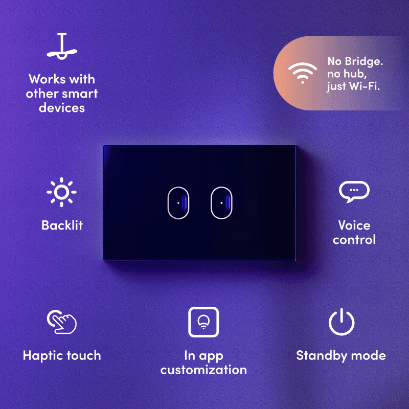 LIFX Smart Light Switch 2-Gang Black AU/NZ | SuperOffice