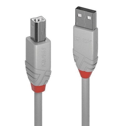 Lindy 0.5m USB-A 2.0 to USB-B Printer Cable Cord Grey 36681 - SuperOffice