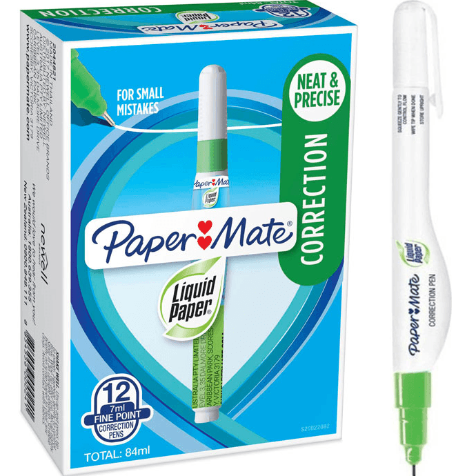 Liquid Paper Correction Pen White 7mL Fine Point Box 12 Bulk S20022082 (Box 12) - SuperOffice