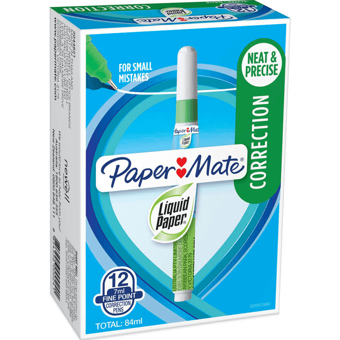 Liquid Paper Correction Pen White 7mL Fine Point Box 12 Bulk S20022082 (Box 12) - SuperOffice