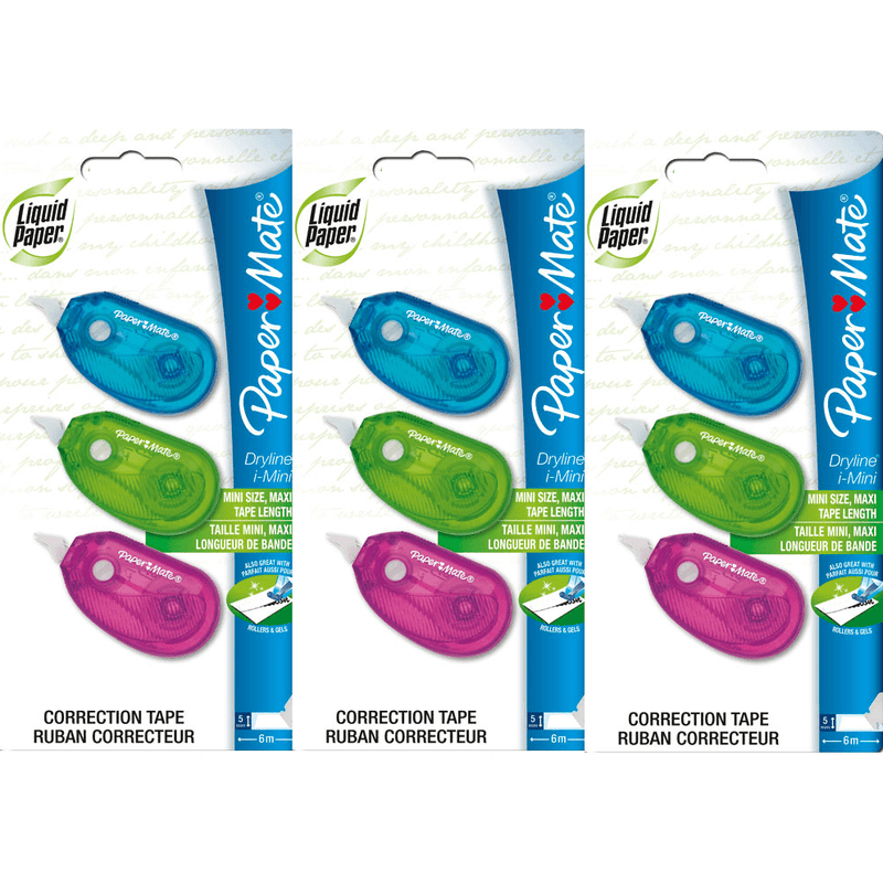 Liquid Paper Dryline I-Mini Correction Tape 5mmx6m Pack 9 S20052579 (3 Packs of 3) - SuperOffice