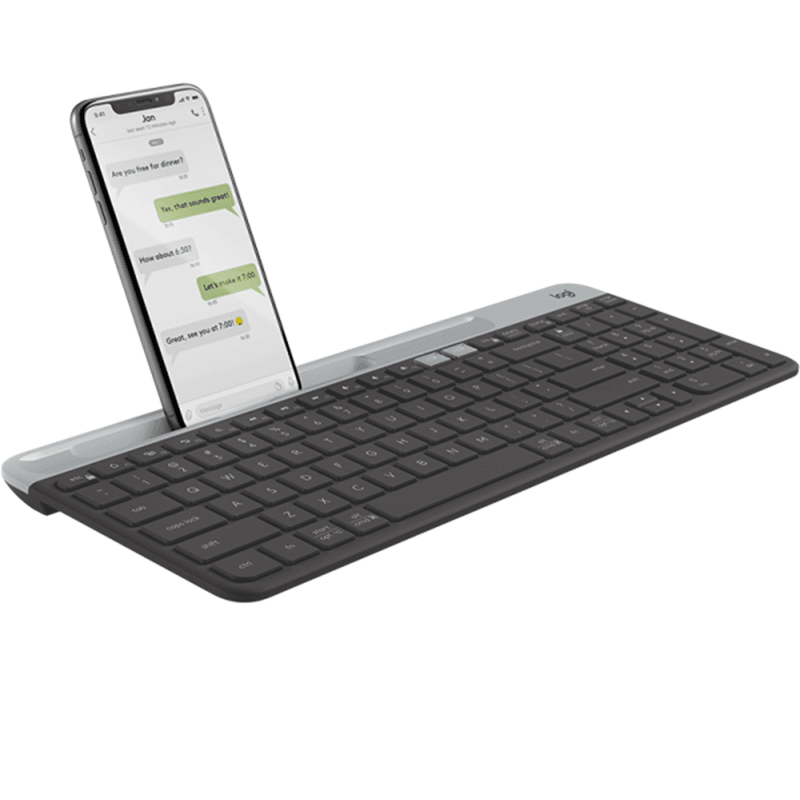 Logitech K580 Slim Multi-Device Wireless Keyboard Phone Tablet Holder Compact Graphite 920-009210 - SuperOffice