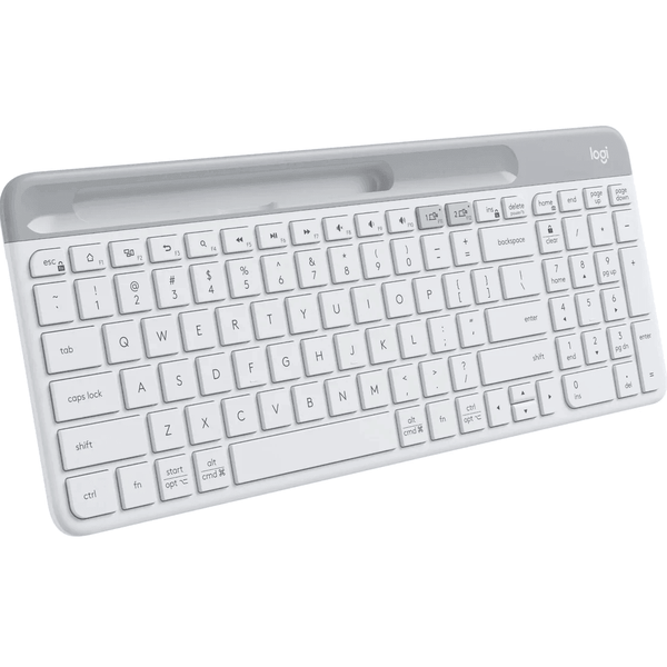 Logitech K580 Slim Multi-Device Wireless Keyboard Phone Tablet Holder Compact White 920-009211 - SuperOffice