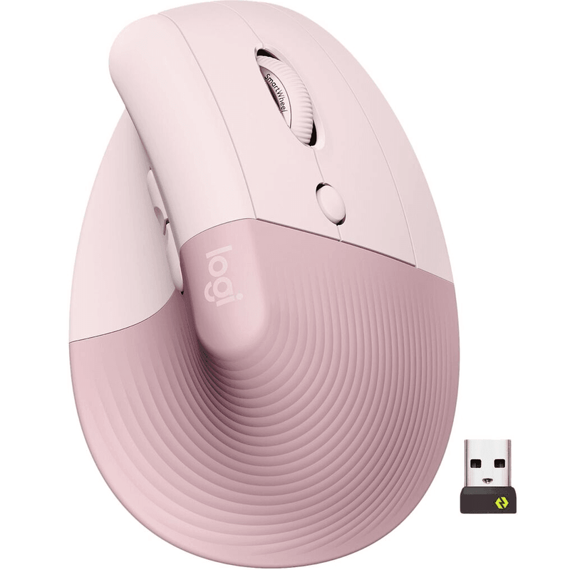 Logitech Lift Vertical Ergonomic Mouse Bluetooth/Logi Bolt Ergo Wireless Rose Pink 910-006481 - SuperOffice
