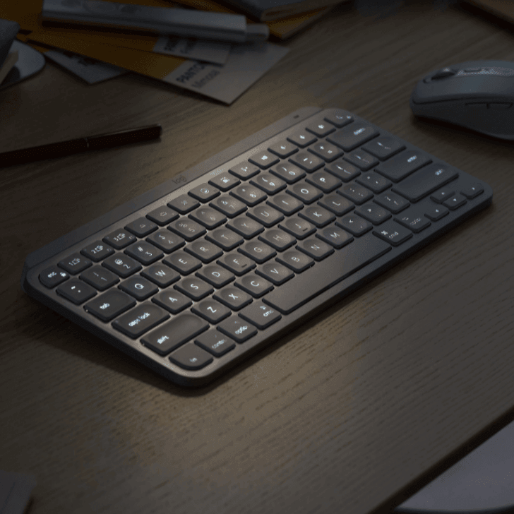 Logitech MX Keys Mini Compact Wireless Illuminated Keyboard Advanced TKL Graphite Grey 920-010505 (MX Keys Mini - Grey) - SuperOffice