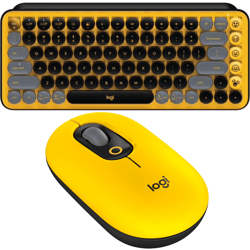 Logitech POP Keys Mouse Wireless Mechanical Keyboard Bundle Set Emoji Blast Yellow 920-010577 + 910-006514 - SuperOffice