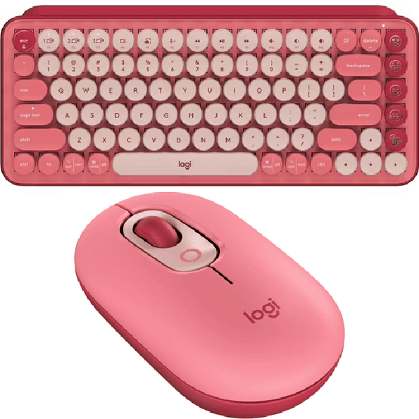 Logitech POP Keys Mouse Wireless Mechanical Keyboard Bundle Set Emoji Rose Pink 910-006516 + 920-010579 - SuperOffice