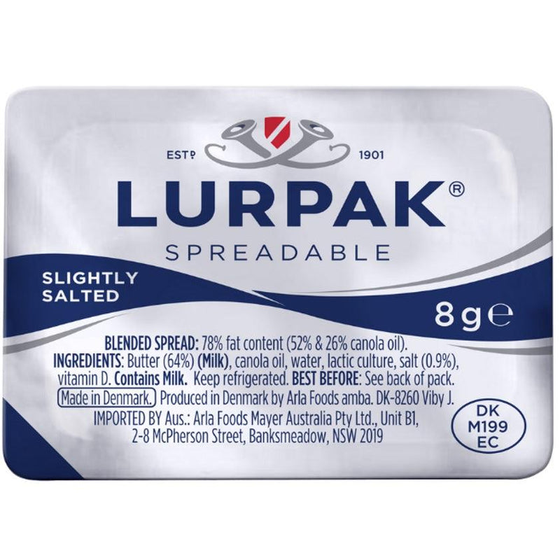 Lurpak Butter Spreadable Individual Portions 8g 100 Pack Carton Bulk Box DN077(Butter) - SuperOffice
