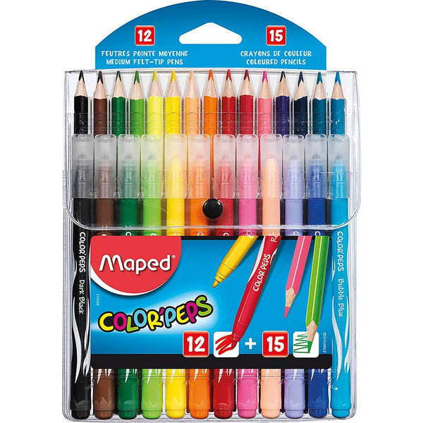 Maped Color Peps Multi Pack 12 X Felt Pens + 15 X Coloured Pencils Assorted 8897412 - SuperOffice