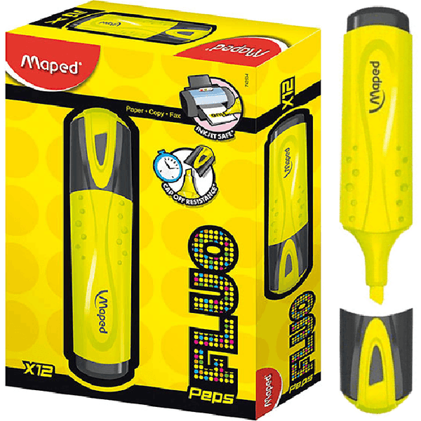 Maped Fluo Peps Highlighters Yellow Box 12 8742534 (Box 12) - SuperOffice