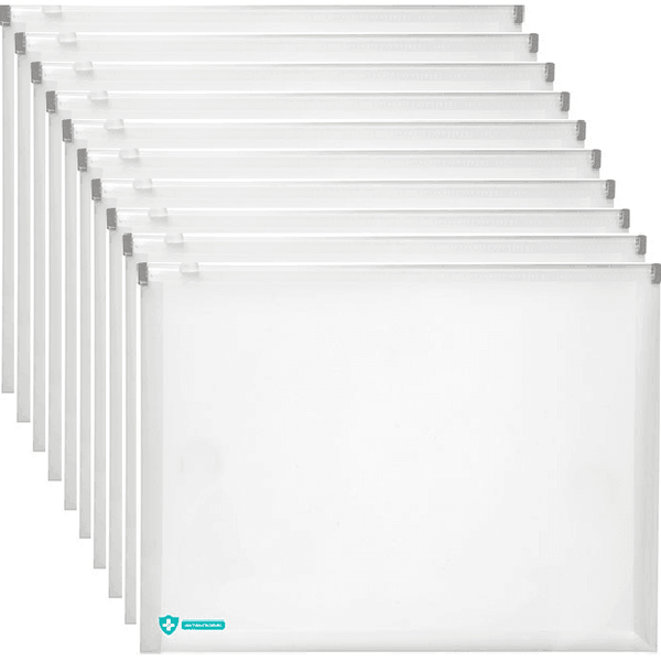Marbig Antimicrobial Document Wallet Zip Closure Folder Clear Pack 10 2015301 (10 Pack) - SuperOffice