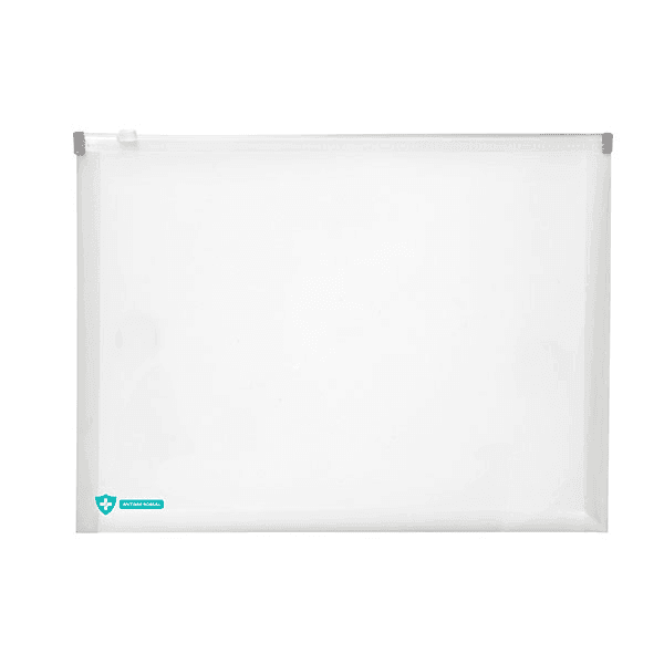 Marbig Antimicrobial Document Wallet Zip Closure Folder Clear Pack 10 2015301 (10 Pack) - SuperOffice