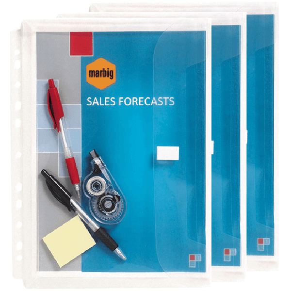 Marbig Binder Document Wallet Expandable A4 Clear Pack 3 Filing 2015912 (1 Pack of 3) - SuperOffice