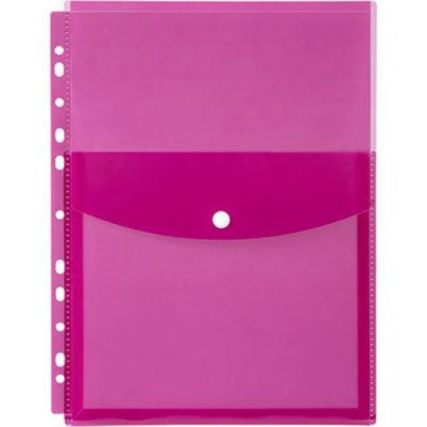 Marbig Binder Pocket Top Opening Document Wallet Holder A4 Pink Pack 12 2025809 (12 Pack) - SuperOffice
