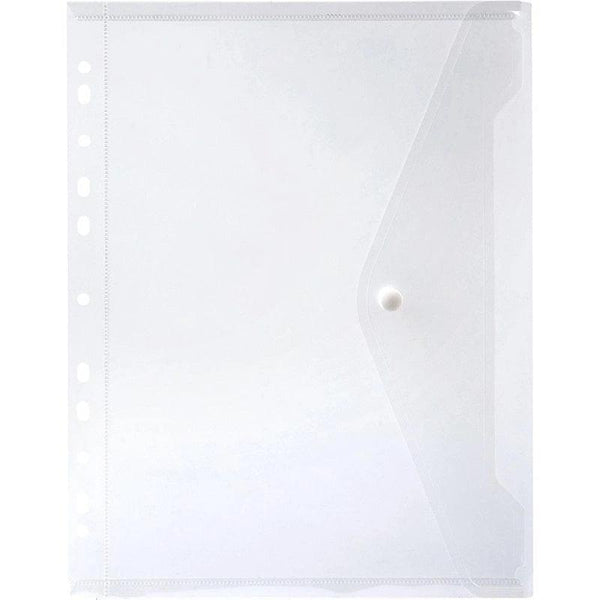 Marbig Binder Pocket With Button A4 Clear Pack 12 2025912 (Pack 12) - SuperOffice