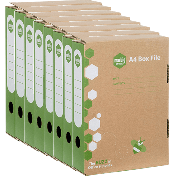 Marbig Box File A4 80mm Kraft Filing Pack 8 80079 (8 Pack) - SuperOffice