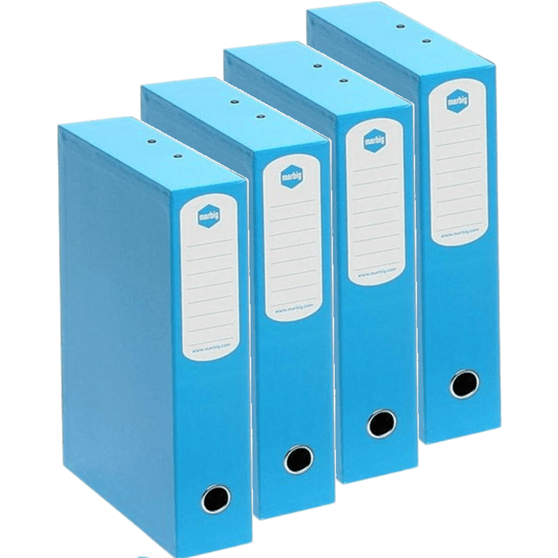 Marbig Box File Heavy Duty 75mm Foolscap Blue Pack 4 Filing 8008801A (4 Pack) - SuperOffice