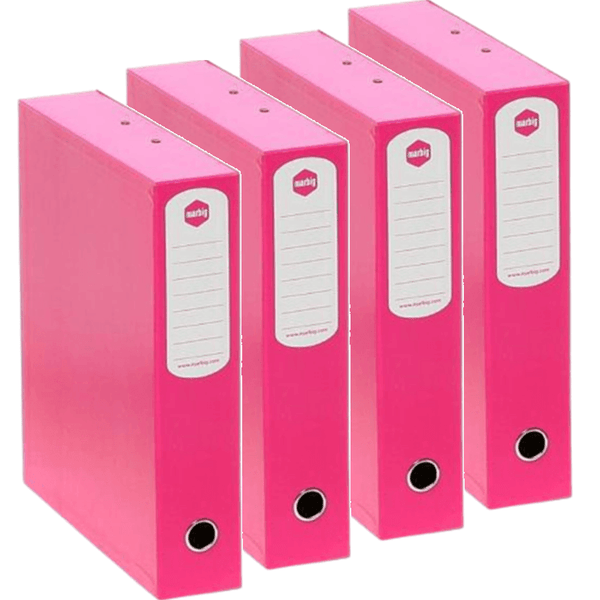 Marbig Box File Heavy Duty 75mm Foolscap Pink Pack 4 Filing 8008809A (4 Pack) - SuperOffice
