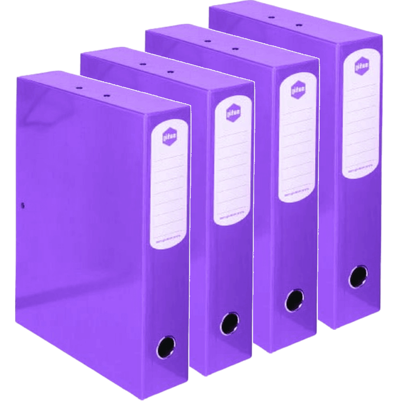 Marbig Box File Heavy Duty 75mm Foolscap Purple Pack 4 Filing 8008819A (4 Pack) - SuperOffice