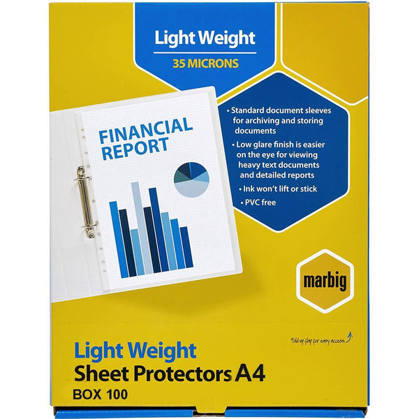 Marbig Copysafe Sheet Protectors Lightweight A4 Box 100 25150 - SuperOffice