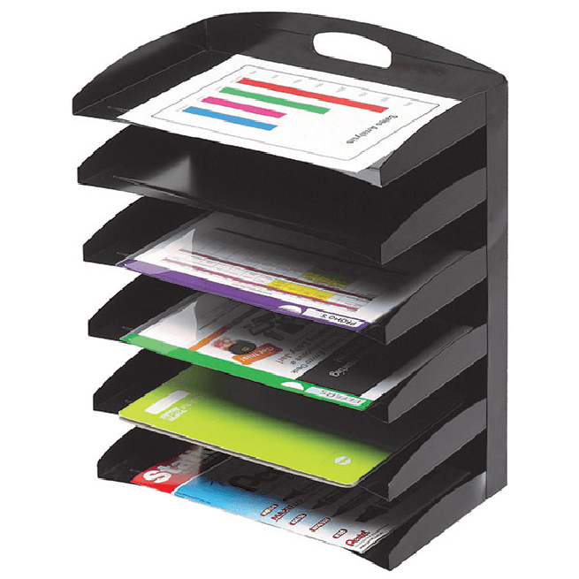 Marbig Desktop Filing Organiser Metal 6 Tier 385x500x230mm Black 86214B - SuperOffice