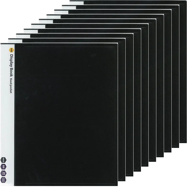 Marbig Display Books 20 Pocket A4 Black 10 Pack 2003802 (10 Pack) - SuperOffice
