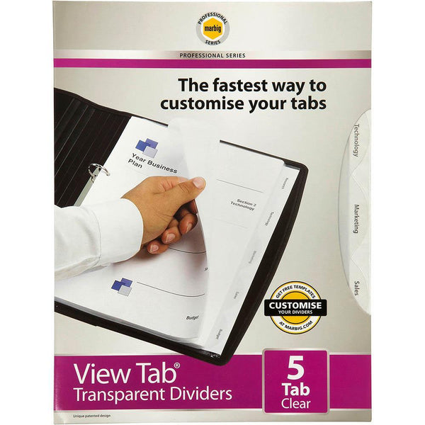 Marbig Divider 5-Tab A4 Clear 37825 - SuperOffice