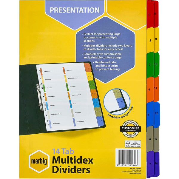 Marbig Divider Multidex Manilla 14-Tab A4 White 39805F - SuperOffice