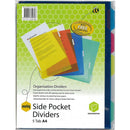 Marbig Divider Side Pocket Pp 5-Tab A4 Assorted Pack of 10 35070 (Pack 10) - SuperOffice