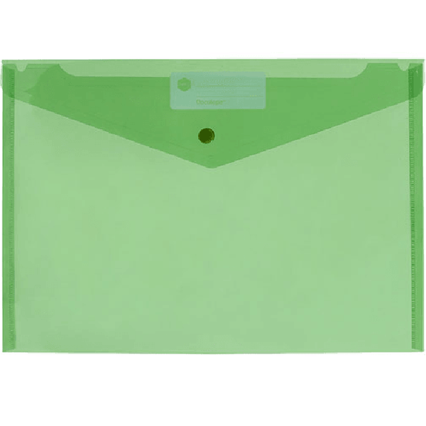 Marbig Doculope Folder Wallet Button Closure A4 Translucent Green Pack 10 2015004 (Pack 10) - SuperOffice