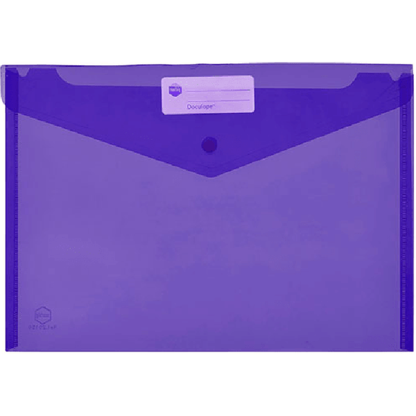 Marbig Doculope Folder Wallet Button Closure A4 Translucent Purple Pack 10 2015019 (10 Pack) - SuperOffice