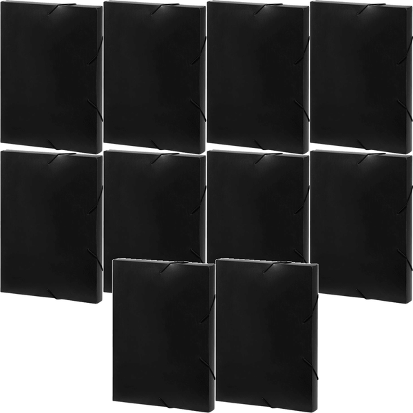 Marbig Document File Box A4 Black Elastic Closure Pack 10 2019902 (10 Pack) - SuperOffice