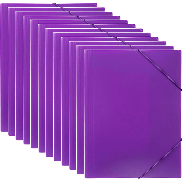 Marbig Document File Wallet Folder Elastic Strap A4 Purple 12 Pack 2095119 (12 Pack) - SuperOffice