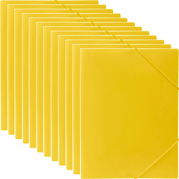 Marbig Document File Wallet Folder Elastic Strap A4 Yellow 12 Pack 2095105 (12 Pack) - SuperOffice