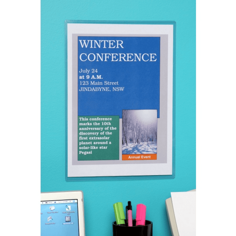 Marbig Document Protector Holder Sign PVC A4 Wall Mountable Clear 5 Pack 90084 (5 Pack) - SuperOffice