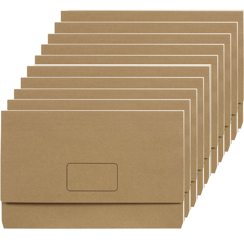 Marbig Enviro Document Wallet Foolscap Kraft Brown Pack 10 4003104 (10 Pack) - SuperOffice