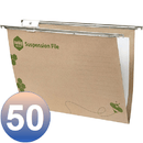 Marbig Enviro Kraft Suspension Files Pack 50 Foolscap Tabs Inserts Included 81000 (Pack 50) - SuperOffice