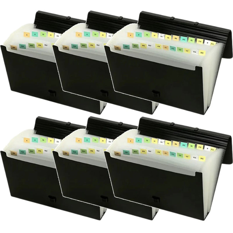 Marbig Expanding File Folder PP 26 Pocket A-Z Month Tabs Foolscap Black 6 Pack 9006802 (6 Pack) - SuperOffice