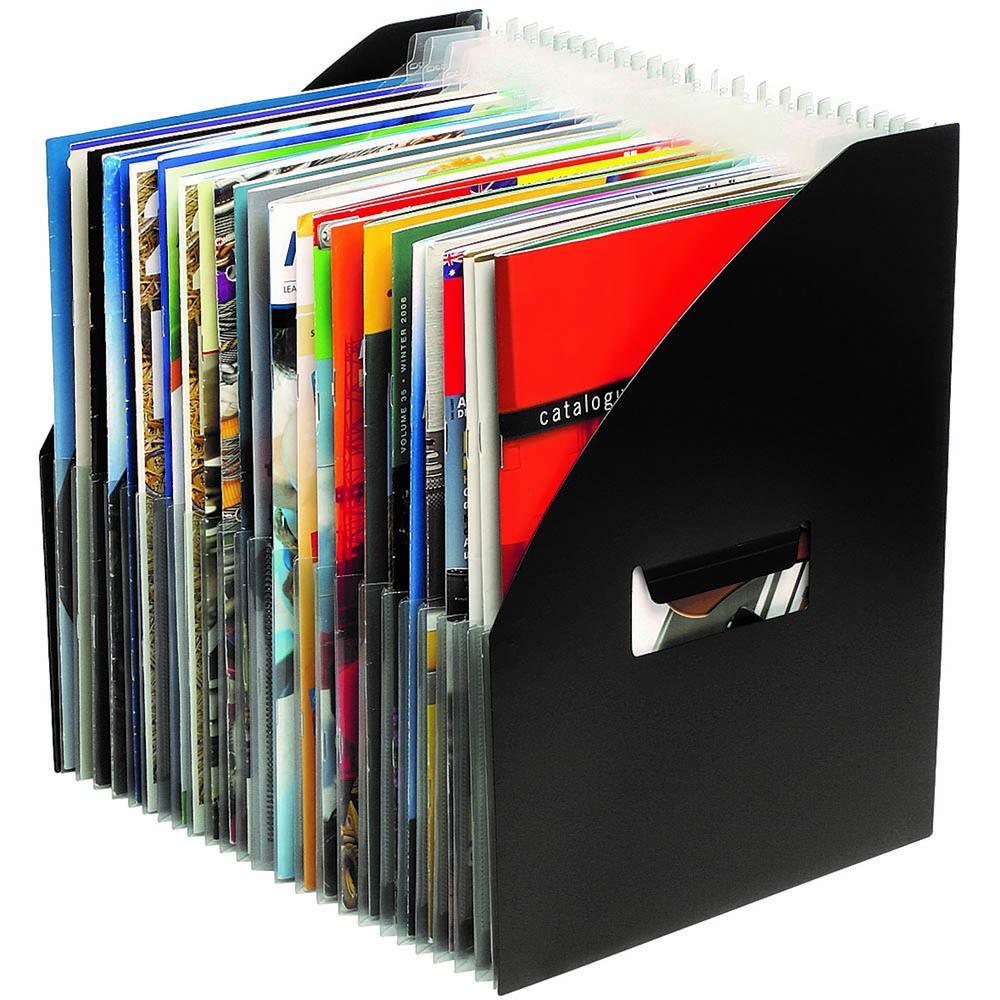 Magagi File Marbig Expanding Magazine File 25 Pocket Black | SuperOffice