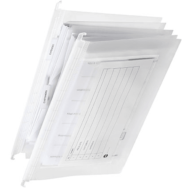 Marbig Expanding Suspension Files Foolscap 3 Pocket Pack 25 Clear 8101204 (Pack 25) Clear - SuperOffice