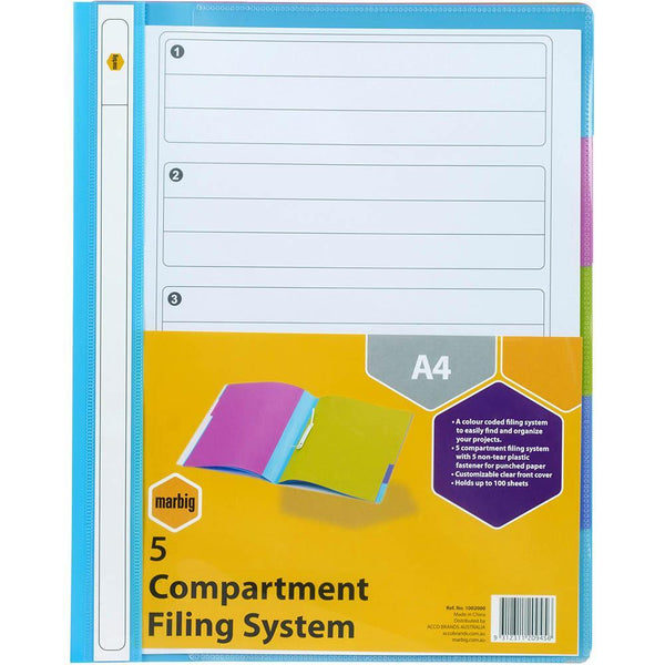 Marbig Filing System 5 Compartment Assorted 1002000 - SuperOffice