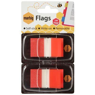 Marbig Flags Pop-Up 50 Flags 25 X 44Mm Red Pack 2 1813503 - SuperOffice