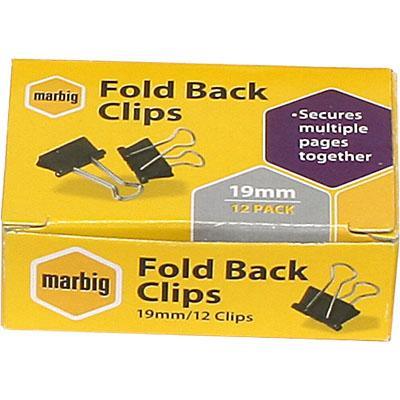 Marbig Foldback Clip 19Mm Box 12 87070 - SuperOffice