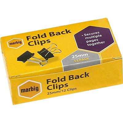 Marbig Foldback Clip 25Mm Box 12 87065 - SuperOffice