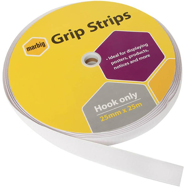 Marbig Grip Strips Hook Only 25Mm X 25M 415030 - SuperOffice